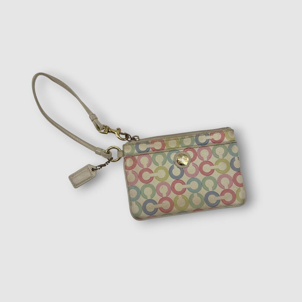 Vintage Y2k Coach Multicolor Signature Wristlet
